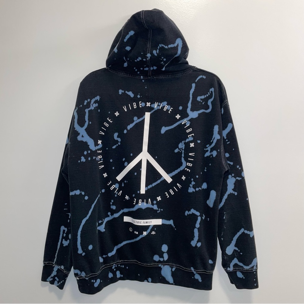 Electric Family Faded Black & Blue Unisex Hoodie Size M